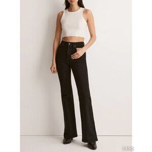 Madewell Denim The Perfect Vintage High Rise Dark Flare Jeans Stretch Black 24
